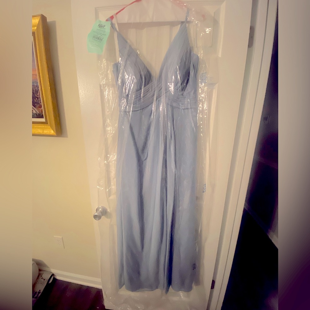 Azazie dusty blue dress !
